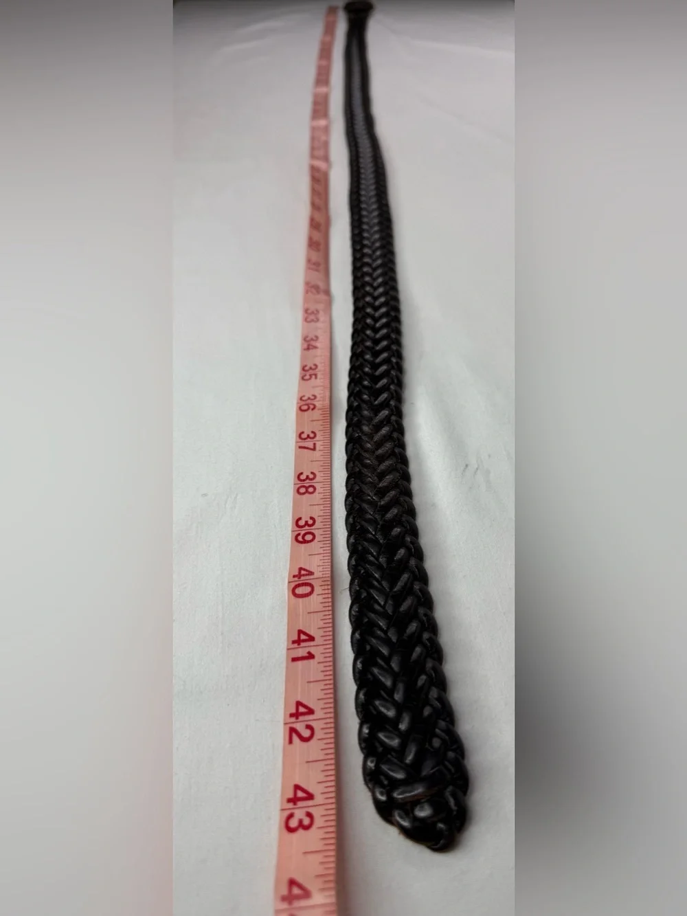 Braided Leather Belt Dark Brown Size 38
